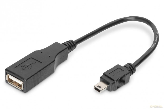 Kabel adapter USB 2.0 HighSpeed OTG Typ miniUSB B (5pin)/USB A M/Ż 0,2m Czarny [KABEL]