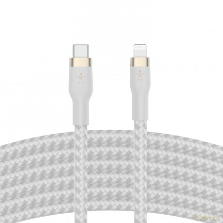 Kabel BoostCharge USB-C/Lightning Silikonowy w oplocie 3m biały [KABEL]
