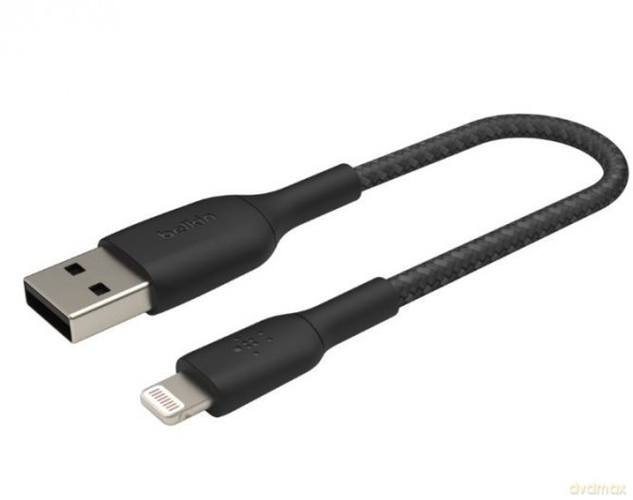 Kabel Braided USB- Lightning 15cm czarny [KABEL]