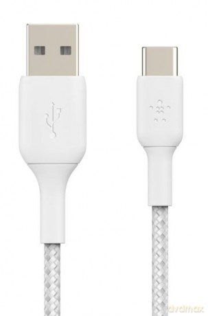 Kabel Braided USB-C USB-A 15cm biały [KABEL]