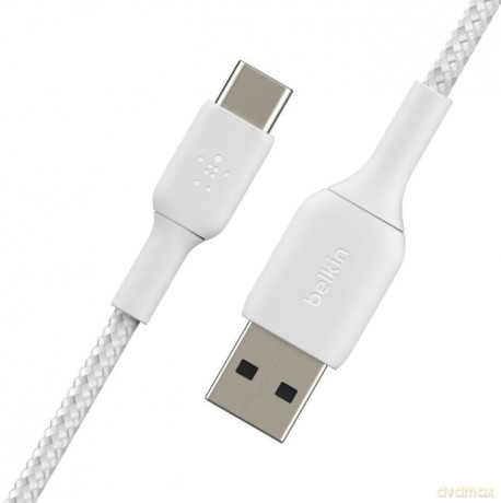 Kabel Braided USB-C USB-A 15cm biały [KABEL]