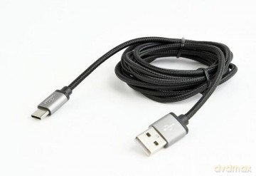 Kabel Micro Typ-C oplot tekstylny/1.8m/czarny [KABEL]