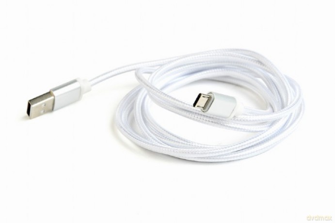 Kabel Micro USB oplot tekstylny/1.8m/srebrny [KABEL]