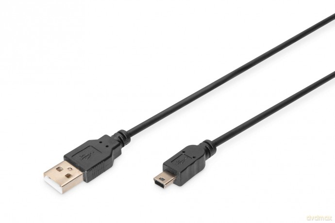 Kabel połączeniowy USB 2.0 HighSpeed "Canon" Typ USB A/miniUSB B (5pin) M/M 1,8m Czarny [KABEL]