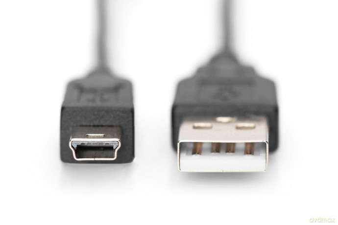 Kabel połączeniowy USB 2.0 HighSpeed "Canon" Typ USB A/miniUSB B (5pin) M/M czarny 1m [KABEL]