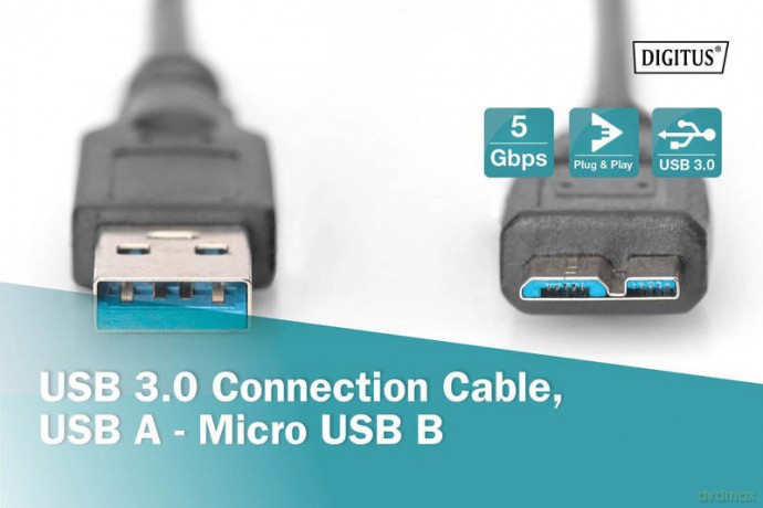 Kabel połączeniowy USB 3.1 Gen.1 SuperSpeed 5Gbps Typ USB A/microUSB B M/M czarny 0,25m [KABEL]