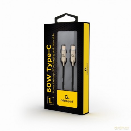 Kabel PowerDelivery USB C M/M 60W 1m czarny [KABEL]