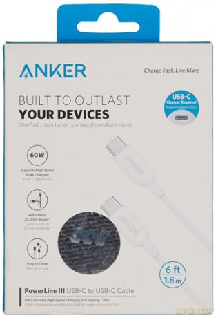Kabel PowerLine III USB-C - USB-C 6ft biały [KABEL]