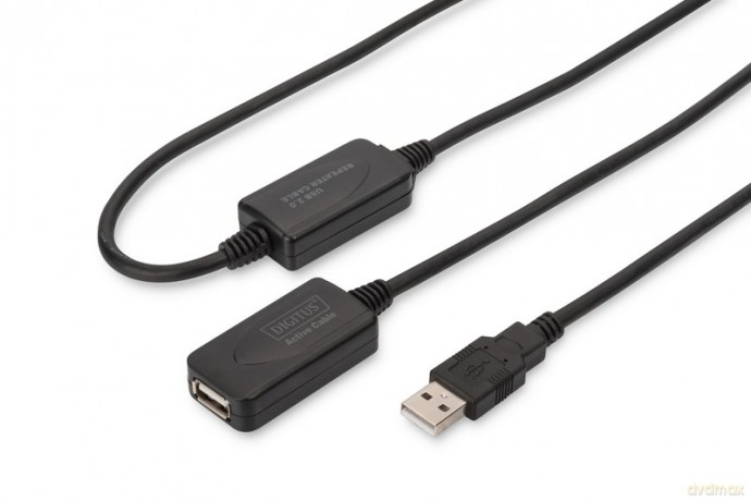 Kabel przedłużający USB 2.0 HighSpeed Typ USB A/USB A M/Ż aktywny 20m Czarny [KABEL]