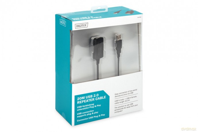 Kabel przedłużający USB 2.0 HighSpeed Typ USB A/USB A M/Ż aktywny 20m Czarny [KABEL]