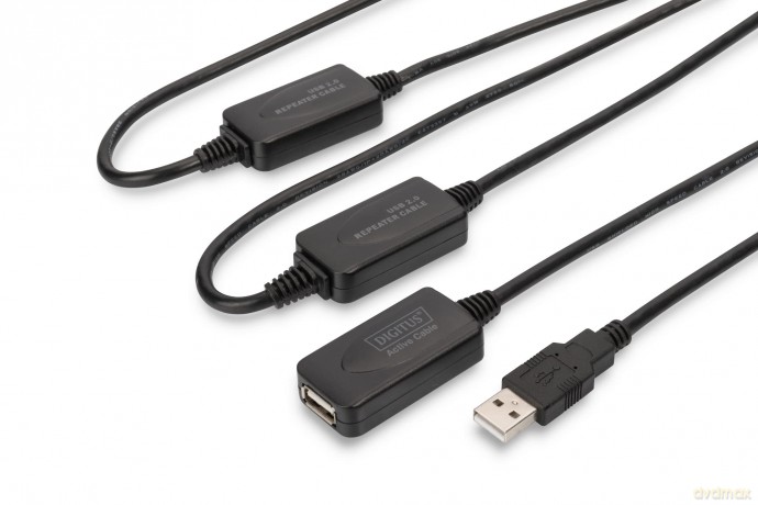 Kabel przedłużający USB 2.0 HighSpeed Typ USB A/USB A M/Ż aktywny 25m Czarny [KABEL]