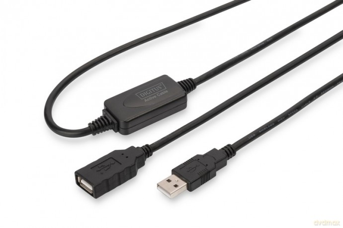 Kabel przedłużający USB 2.0 HighSpeed Typ USB A/USB A M/Ż aktywny, czarny 10m [KABEL]