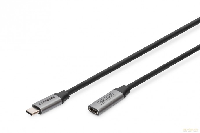 Kabel przedłużający USB 3.0 60W/5Gbps Typ USB C/USB C M/Ż 0,5m Czarny [KABEL]