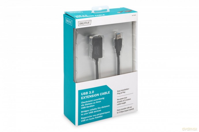 Kabel przedłużający USB 3.0 SuperSpeed Typ USB A/USB A M/Ż aktywny, czarny 5m [KABEL]
