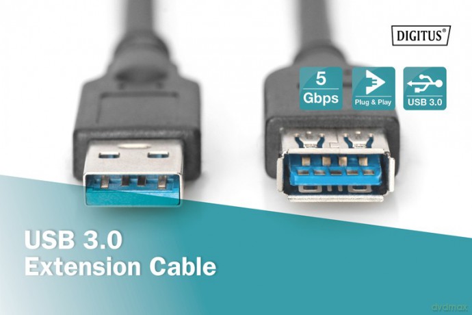 Kabel przedłużający USB 3.1 Gen.1 SuperSpeed 5Gbps Typ USB A/USB A M/Ż czarny 1,8m [KABEL]