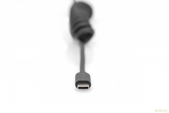 Kabel spiralny USB A/USB C, USB 2.0, PD 60W, max. 1m Czarny [KABEL]
