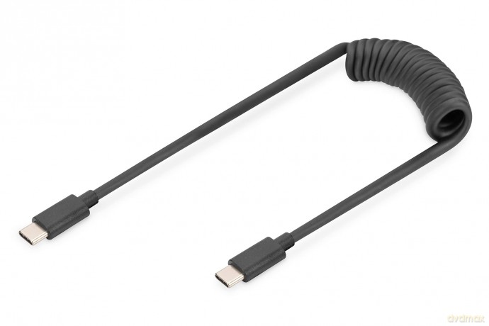 Kabel spiralny USB C/USB C, USB 2.0, PD 60W, max. 1m Czarny [KABEL]