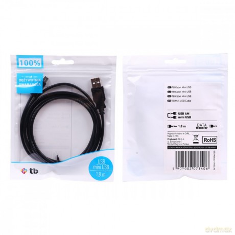 Kabel USB - Mini USB 1.8m. czarny [KABEL]