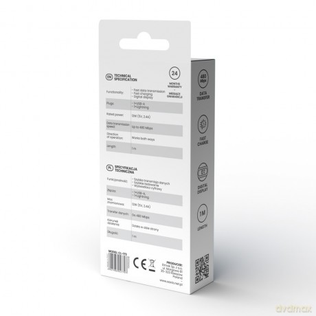 Kabel USB - USB C z wyświetlaczem, 100W, CL-174 [KABEL]