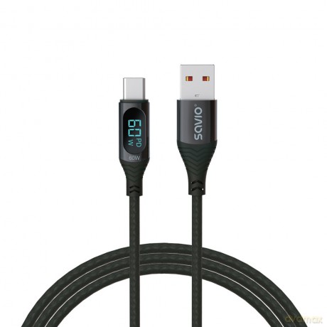 Kabel USB - USB C z wyświetlaczem, 60W, 1m, CL-172 [KABEL]