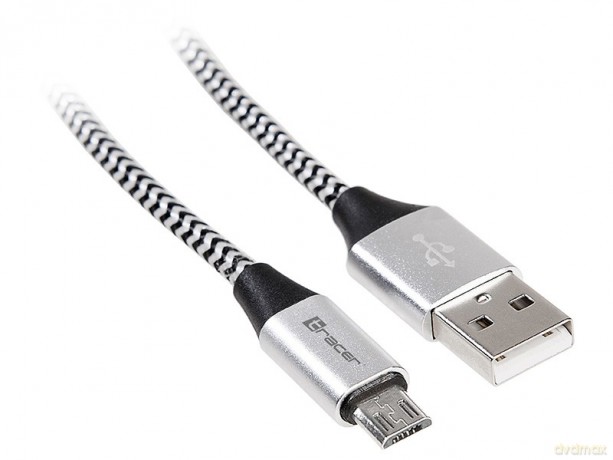 Kabel USB 2.0 AM-micro 1m czarno-srebrny [KABEL]