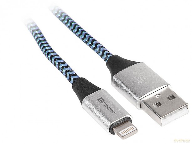 Kabel USB 2.0 iPhone AM lightning 1,0m czarno-niebieski [KABEL]