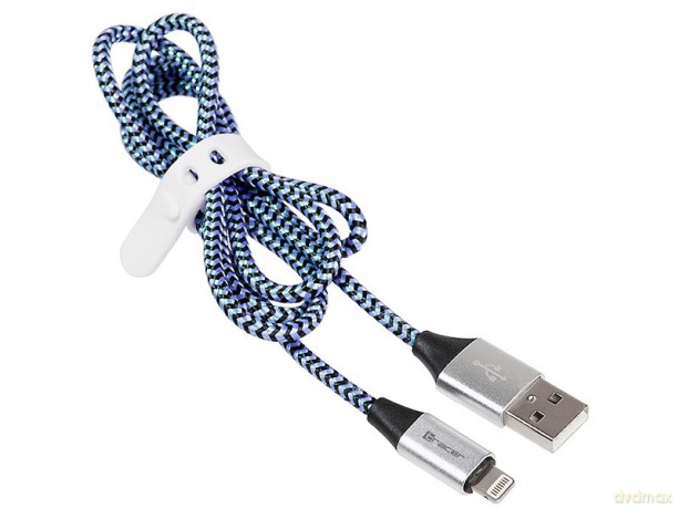 Kabel USB 2.0 iPhone AM lightning 1,0m czarno-niebieski [KABEL]