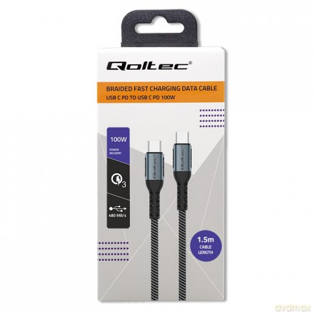 Kabel USB 2.0 typ C | USB 2.0 typ C 100W | QC 3.0| PD | 1.5m | Czarny [KABEL]