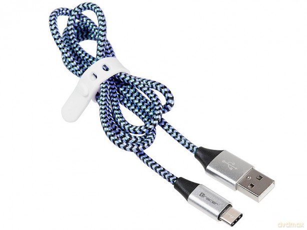 Kabel USB 2.0 Type-C A męski - C męski 1,0m czarno-niebieski [KABEL]