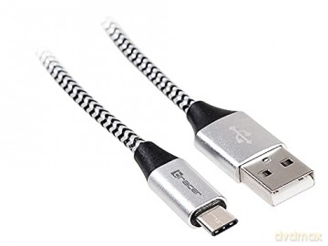 Kabel USB 2.0 Type-C A męski - C męski 1,0m czarno-srebrny [KABEL]