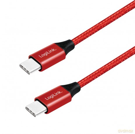 Kabel USB 2.0 USB-C do USB-C męski, długość 1m Czerwony [KABEL]