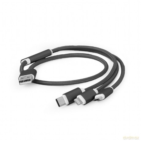 Kabel USB 3w1 do ładowania/1m/czarny [KABEL]