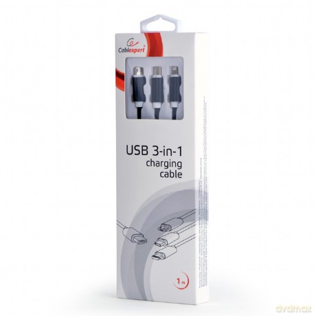 Kabel USB 3w1 do ładowania/1m/czarny [KABEL]