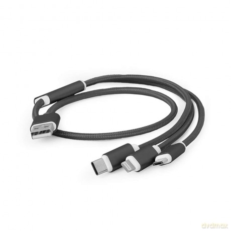 Kabel USB 3w1 do ładowania/1m/czarny [KABEL]
