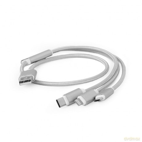 Kabel USB 3w1 do ładowania/1m/srebrny [KABEL]