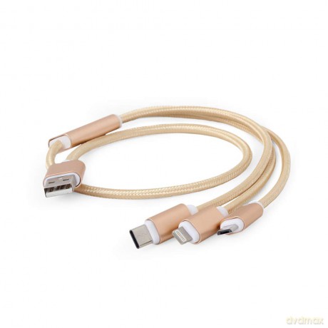 Kabel USB 3w1 do ładowania/1m/złoty [KABEL]