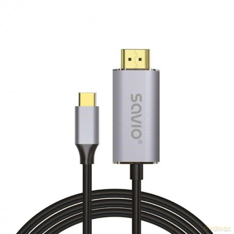 Kabel USB- C v3.1 do HDMI 2.0B, 1m, srebrno-czarny, złote końcówki, CL-170 [KABEL]