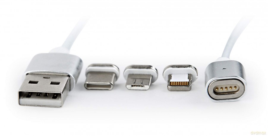 Kabel USB magnetyczny 3w1/1m/srebrny [KABEL]