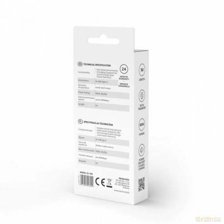 Kabel USB typu C - USB typu C 5A 1m, CL-159 [KABEL]