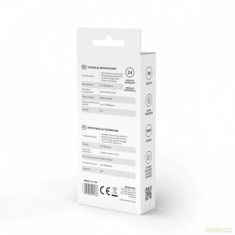 Kabel USB typu C - USB typu C 5A 2m, CL-160 [KABEL]