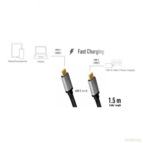 Kabel USB-C M/M, PD, aluminiowy 1.5m [KABEL]
