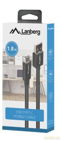 Kabel USB-C(M)->USB-A(M) 2.0 1.8m czarny BOX QC 3.0 [KABEL]