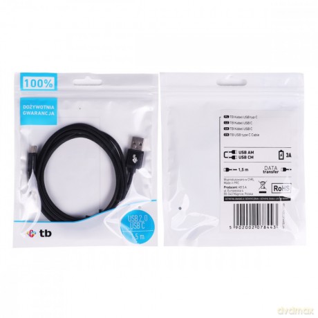 Kabel USB-USB C 1.5m czarny sznurek [KABEL]