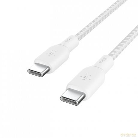 Kabel w oplocie USB-C do USB-C 100W 2m biały [KABEL]