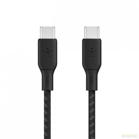 Kabel w oplocie USB-C do USB-C 100W 2m czarny [KABEL]