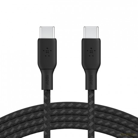 Kabel w oplocie USB-C do USB-C 100W 2m czarny [KABEL]