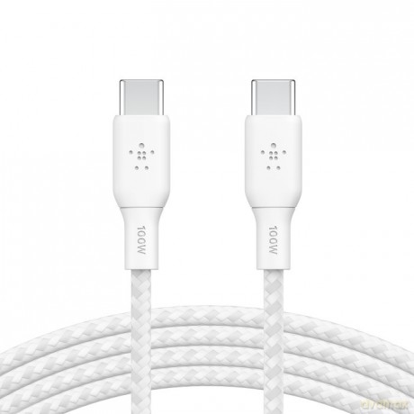 Kabel w oplocie USB-C do USB-C 100W 3m biały [KABEL]