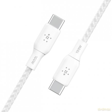 Kabel w oplocie USB-C do USB-C 100W 3m biały [KABEL]