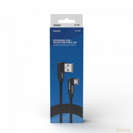 Kabel z dwustronnym złączem USB Micro USB - USB A 2m, CL-162 [KABEL]