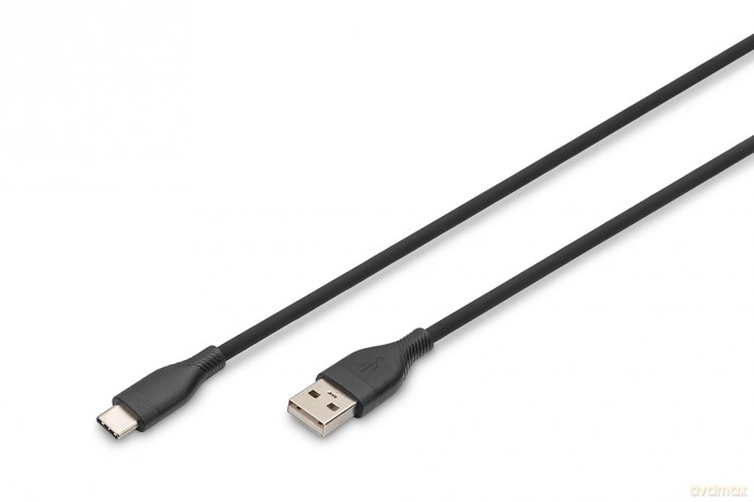Kabel zasilający silikonowy USB-A - USB-C, USB 2.0 60W, 0,5m Czarny [KABEL]